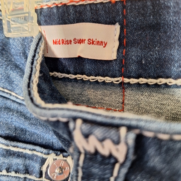 True Religion Genuine Indigo Halle Sup Mid Rise Super Skinny Jeans New Sz 25 - Picture 9 of 12